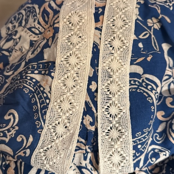 Nicole Miller New York Boho linen top bell sleeves square collar blouse Sz M - Picture 8 of 8